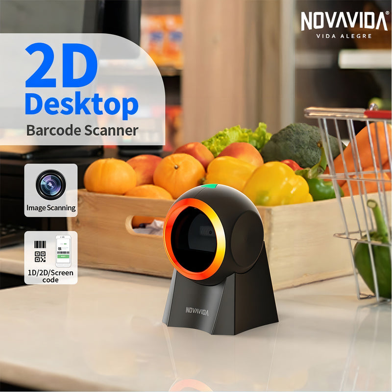 Leitor De Código De Barras Fixo Pdv Usb 1d 2d Qr Code Baisec Cor Preto