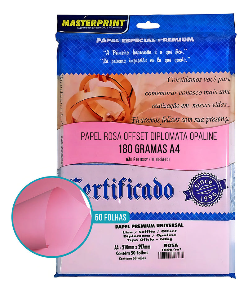 Kit 200 Folhas Papel Fotografico A4 Glossy 180g Masterprint Cor Branco