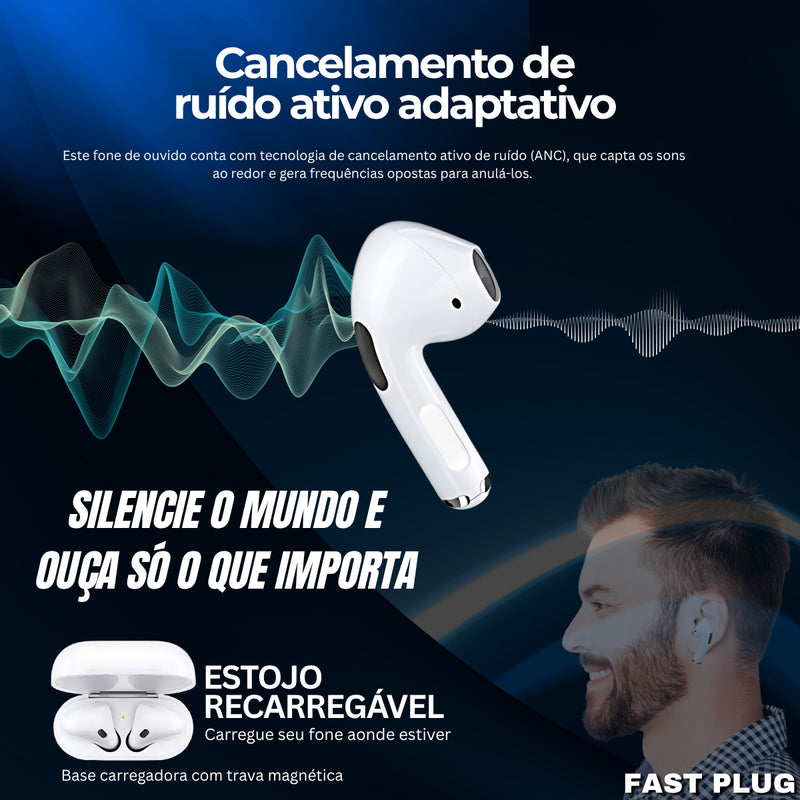 Fone De Ouvido Bluetooth Sem Fio Bateria De Longa Duração E Conexão Ultra Rápida Fast Plug