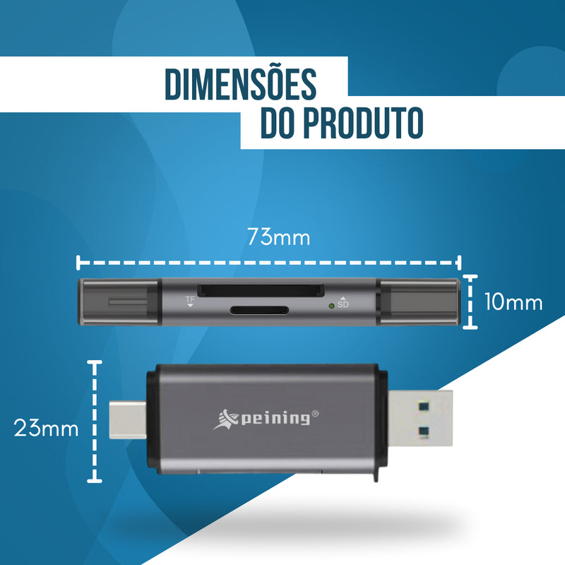 Leitor De Cartão De Memória Sd E Micro Sd Para Usb-c E Usb-a