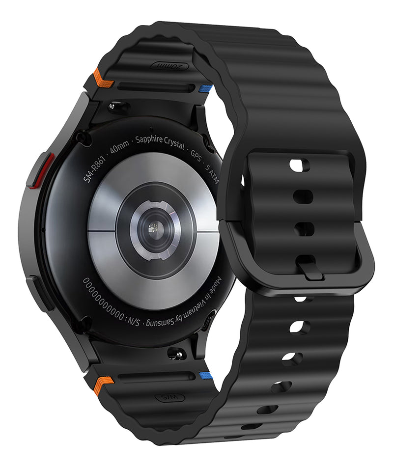 Pulseira De Silicone Ridge 3 Cores 123-alc-07 Marca 123smart Compavel Com Samsung Galaxy Watch 4 5 6 7 Fe 40mm 42mm 43mm 44mm 45mm 46mm 47mm Classic Pro - Cor Preto