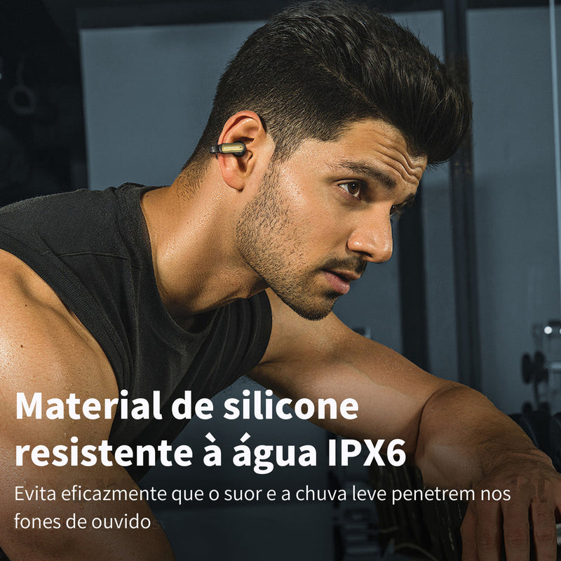 Fones De Ouvido Sem Fio Bluetooth Monster E62 IPX6 Waterproof Gamer Com Microfone HD Integrado, Fones De Ouvido Abertos Com Cancelamento De Ruído, Fones De Ouvido Esportivos Com Clipe Preto