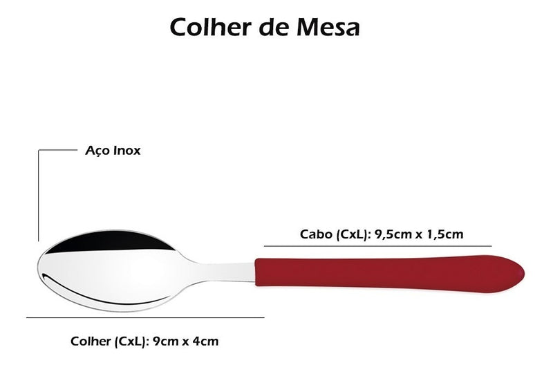 Faqueiro/Cozinha Tramontina Leme Aço Inox 20 Peças Vermelho