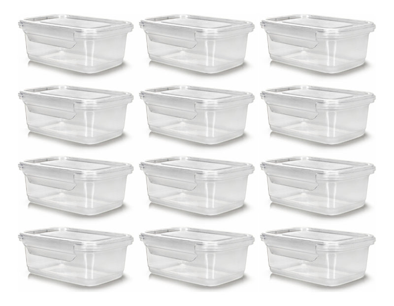 Pote com Trava Vasilha Erca Plast Micro e Freezer 750ml Reutilizável Cor Transparente Premium 12 unidades
