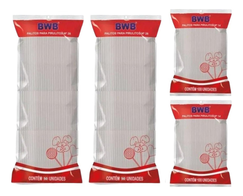 Palito Para Topo De Bolo 28cm Cristal 100 Und + 200 Und D...