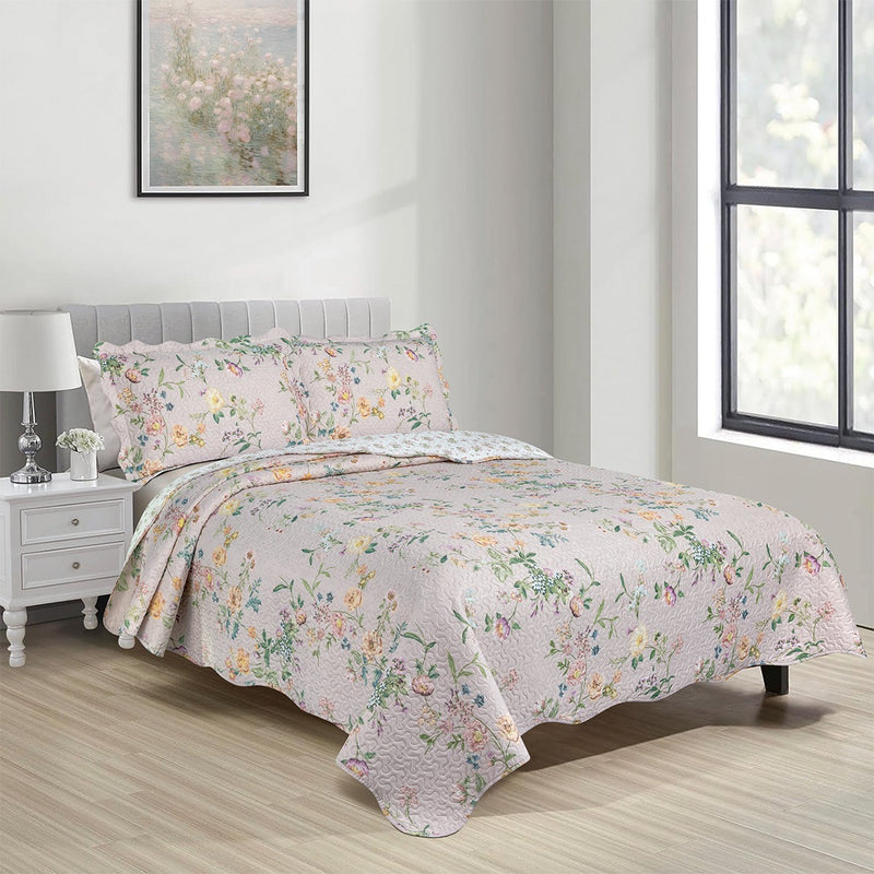 Kit Cobre Leito Colcha Queen Patchwork Evolution Dupla Face 3 pçs Camesa