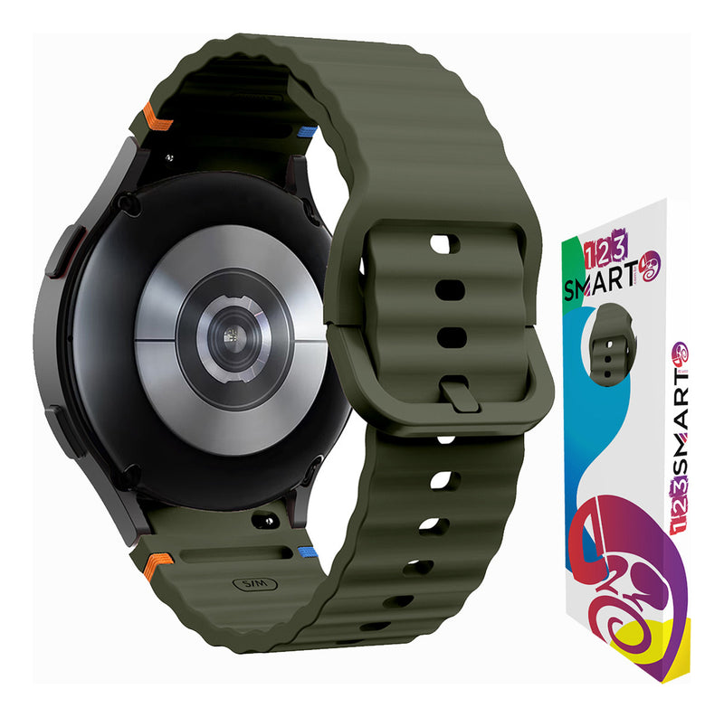 Pulseira De Silicone Ridge 3 Cores 123-alc-07 Marca 123smart Compavel Com Samsung Galaxy Watch 4 5 6 7 Fe 40mm 42mm 43mm 44mm 45mm 46mm 47mm Classic Pro - Cor Preto