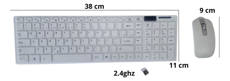 Combo Teclado E Mouse Sem Fio Usb 2.4 Ghz - Ley-171 Cor do mouse Branco Cor do teclado Branco