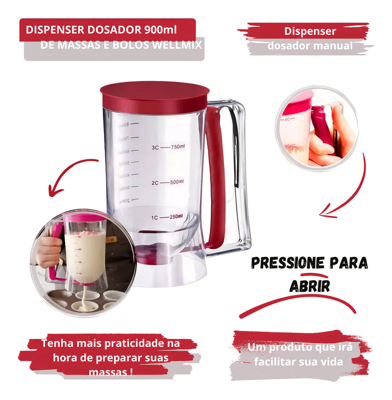 Funil Dispenser Para Massas Com Alça Dosadora Cupcake 900ml Cor Transparente