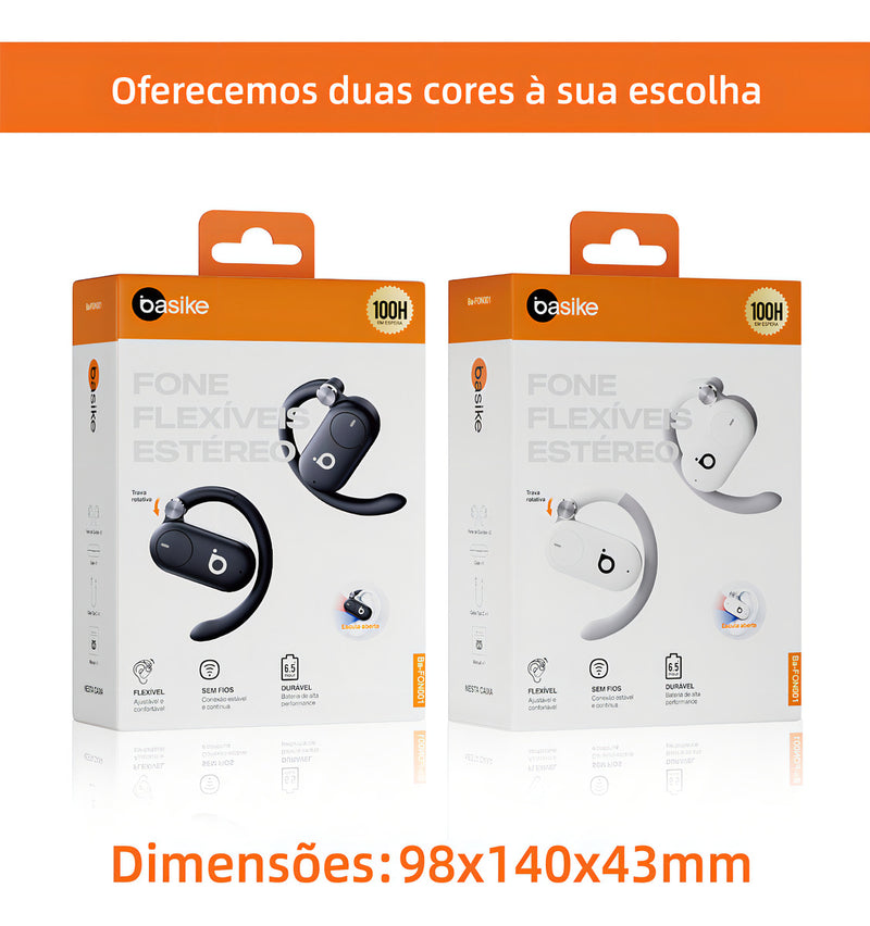 Fone De Ouvido Sem Fio, Bluetooth 5.4, Ows Esportivo, Estéreo Hi-fi, Enc(chamada Hd Bluetooth), Bateria De 30 Horas De Duração, 100h Standby, Tws Corrida Ciclismo, Basike Ba-fon001 Cor Preto