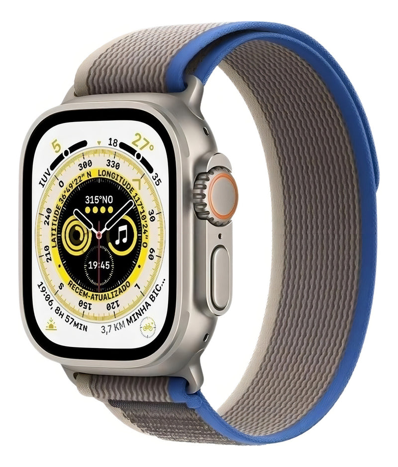 Pulseira Alpine para apple watch ultra 49mm/45mm/44mm/42mm de larguras feita em nylon/ elastano fivela (g-hook loop) cor preto comprimento total 21