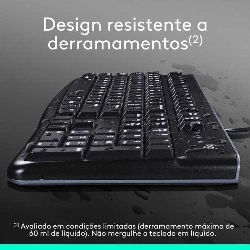 Combo Teclado e Mouse com fio USB Logitech MK120 Layout ABNT2
