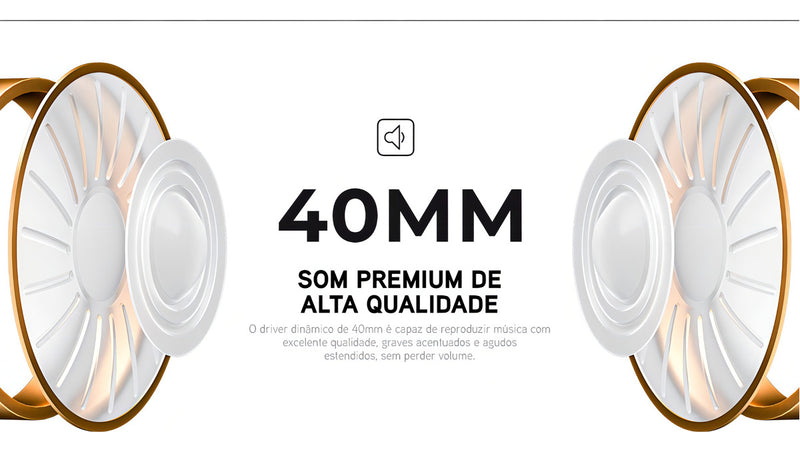 Fone De Ouvido Headphone Dapon H02d Bluetooth 5.1 Microfone Cor Bege