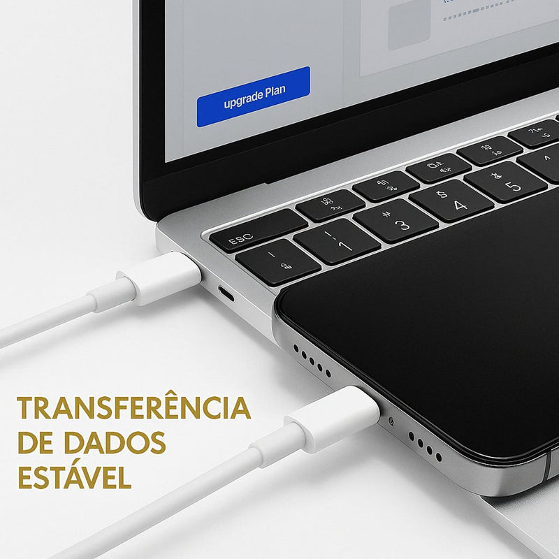 Cabo Carregador Turbo Tipo C Para iPhone 8 X Xr 11 12 13 14 Pro Max Cor Branco Dtimp