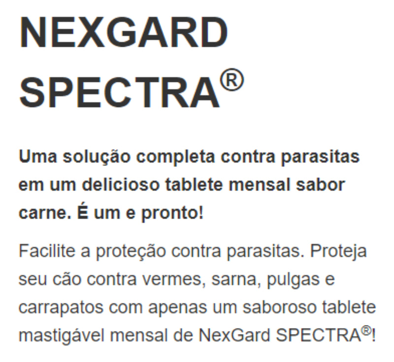 NexGard Spectra Antipulgas e Vermífugo Cães 3,6kg a 7,5kg