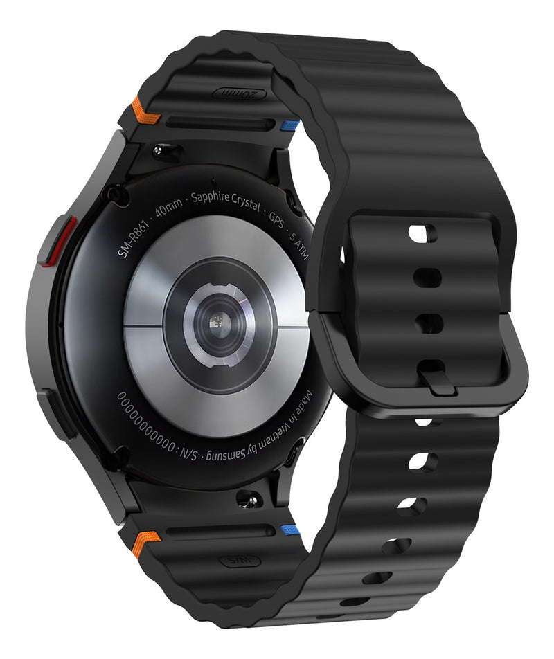 Pulseira De Silicone Ridge 3 Cores 123-alc-07 Marca 123smart Compavel Com Samsung Galaxy Watch 4 5 6 7 Fe 40mm 42mm 43mm 44mm 45mm 46mm 47mm Classic Pro - Cor Preto