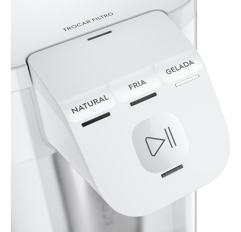 Purificador de Água Gelada Fria e Natural Eletronico Placa Compacto Electrolux PE12B com Filtro Carvão 6 meses ou 3000L Painel Touch Branco