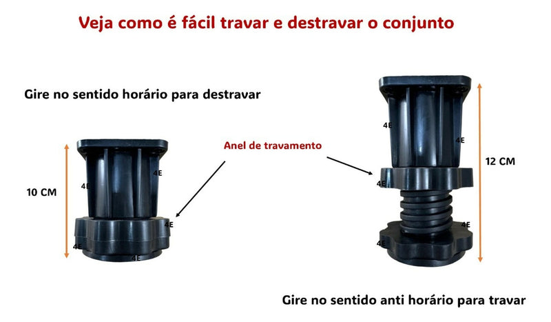 Suporte Geladeira Maquina De Lavar Lava E Seca 4 Pé 4 Roda