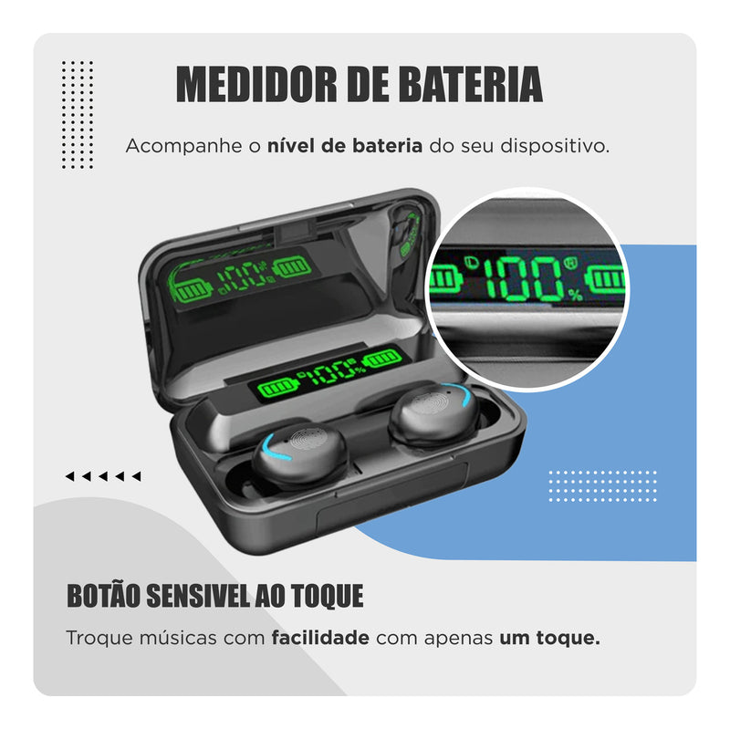 Fone Bluetooth F9-5 Pares Som Imersivo Powerbank Moderno Bateria Longa Duração Compativel Com Todos Celulares