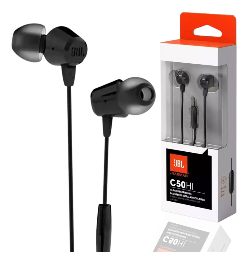Fones de Ouvido com Microfone e Fio JBL C50HI Cor Preto
