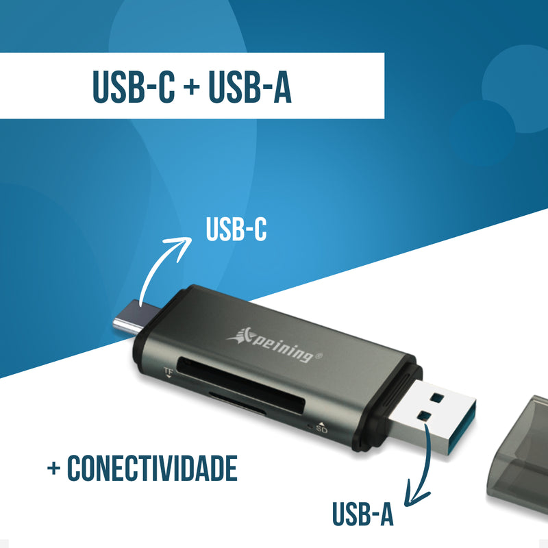 Leitor De Cartão De Memória Sd E Micro Sd Para Usb-c E Usb-a