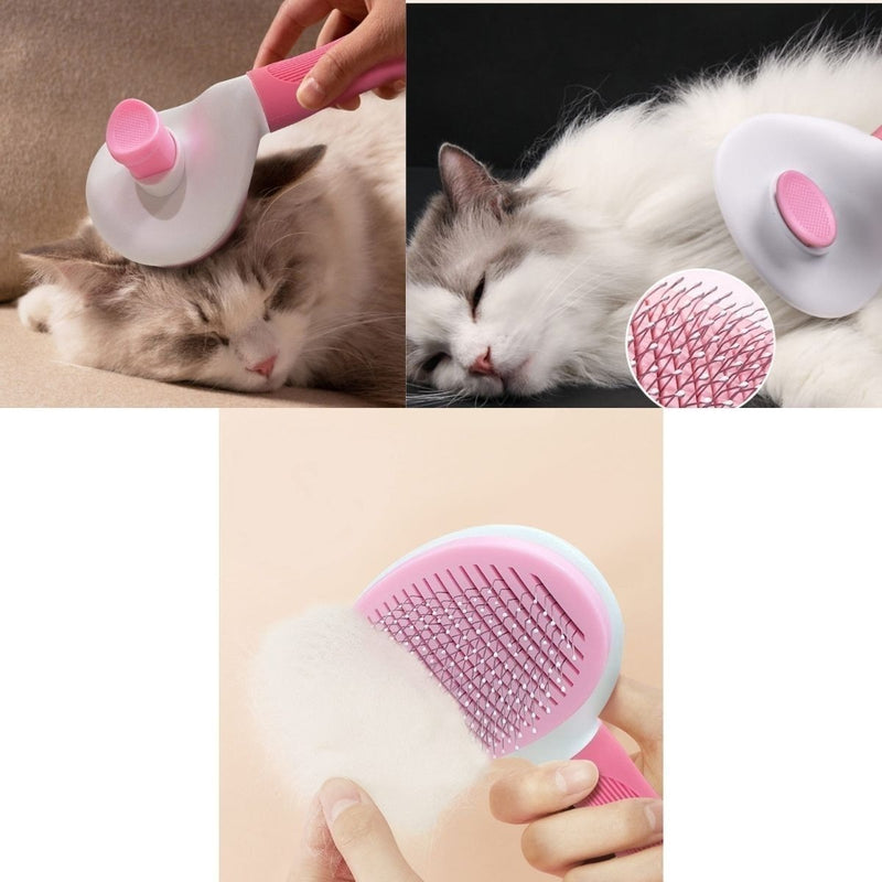 Escova Pelos Pet Automatica Rasqueadeira Magica Gato Cao New Cor Rosa