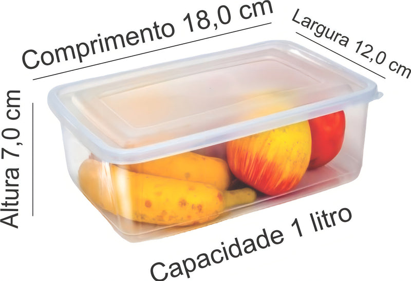 Kit 10 Potes 1 Litro Transparente Marmita Fitness Bpa Free