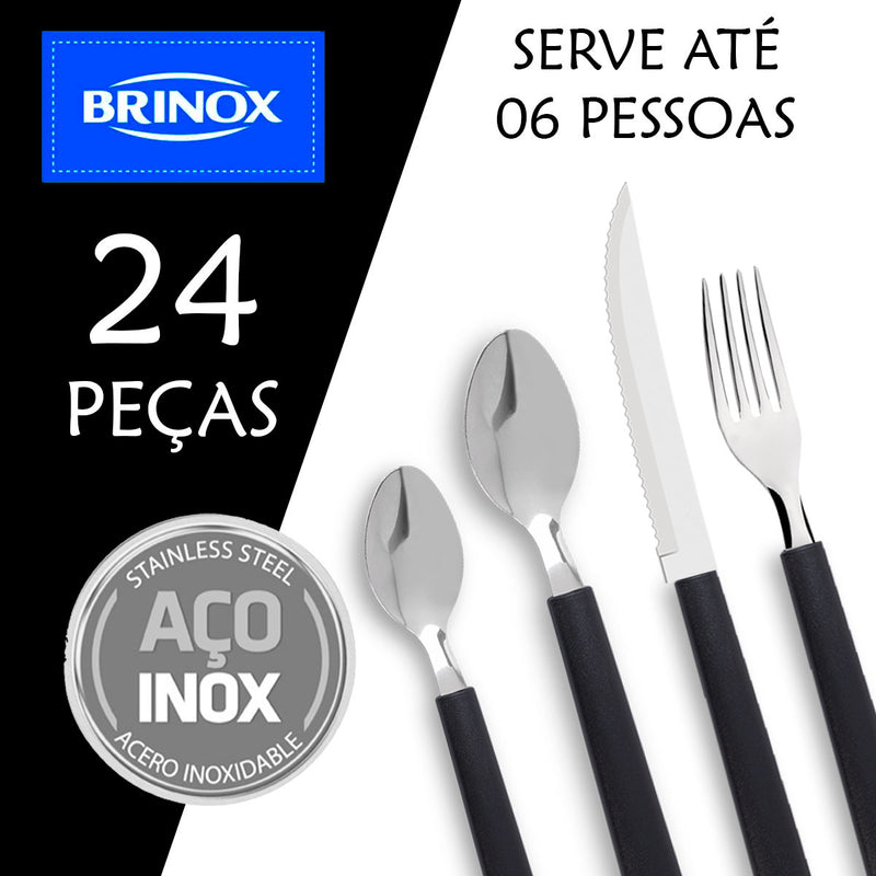 Jogo Talheres Em Aço Inox 24 Peças Riviera Brinox - Cores Cor Vermelho