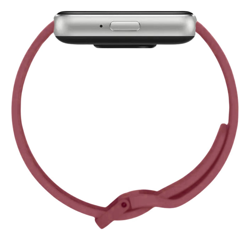 Pulseira Fecho Silicone Para Samsung Galaxy Fit 3 Sm-r390 Cor Vinho Largura Da Pulseira 20 Mm