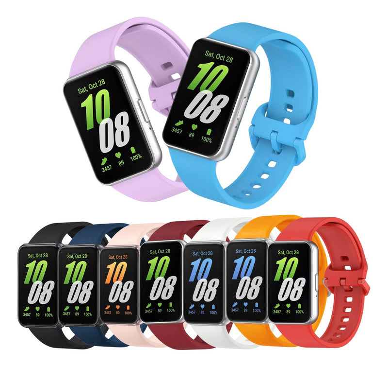 Pulseira Fecho Silicone Para Samsung Galaxy Fit 3 Sm-r390 Cor Nude Largura Da Pulseira 20 Mm