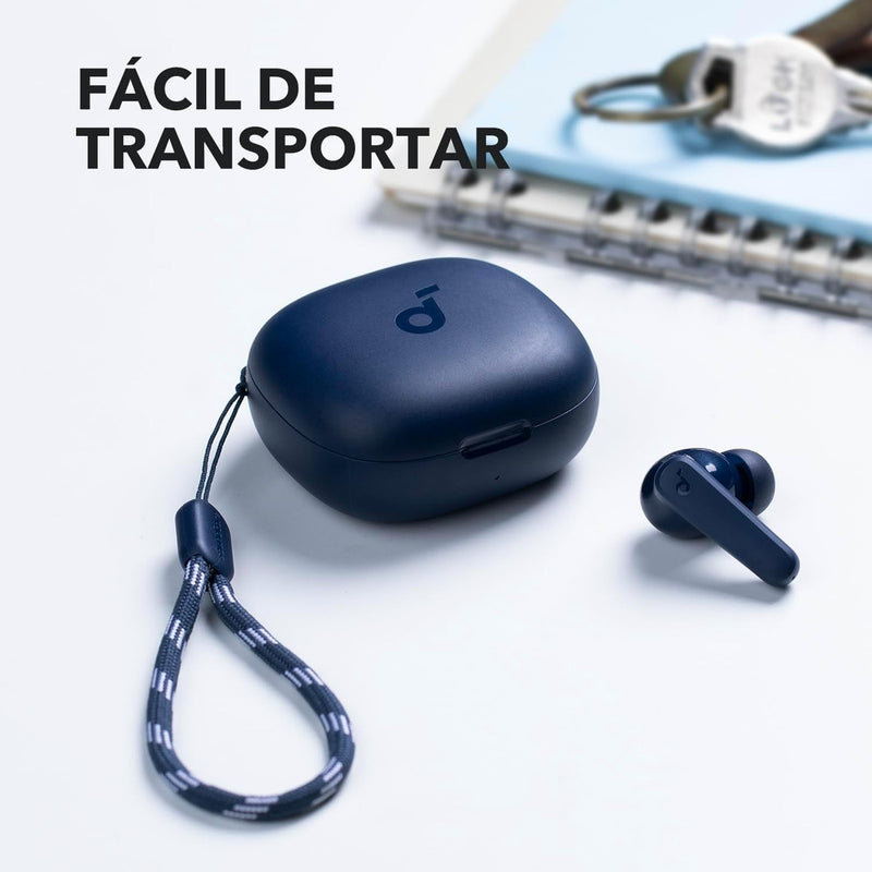 Fone de Ouvido Soundcore P20i Bluetooth 5.3 Grave Potente Drivers 10mm 30h Bateria Carregamento Rápido App Personalização De Som Via App IPX5 2 Mics IA para Chamadas Claras Case Compacto Cor Azul