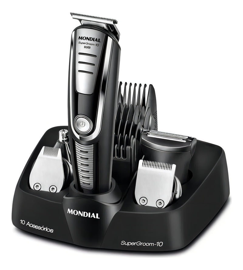 Barbeador Elétrico Maquina Barbear Aparelho Barba 3em1 Cor Preto/azul