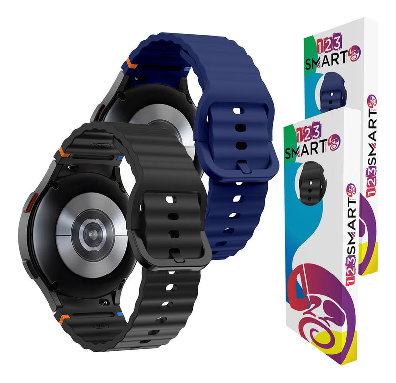 Pulseira De Silicone Ridge 3 Cores 123-alc-07 Marca 123smart Compavel Com Samsung Galaxy Watch 4 5 6 7 Fe 40mm 42mm 43mm 44mm 45mm 46mm 47mm Classic Pro - Cor Preto