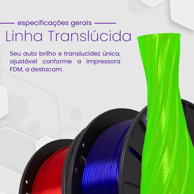 Filamento Petg Premium Translúcido 1kg - Voolt3d Cor Natural translúcido