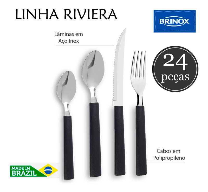 Jogo Talheres Em Aço Inox 24 Peças Riviera Brinox - Cores Cor Vermelho