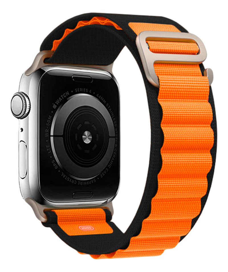 Pulseira Loop Para Watch Apple Ultra Alpine Alpinista Nylon Cor Laranja/Preto - 42mm 44mm 45mm 49mm