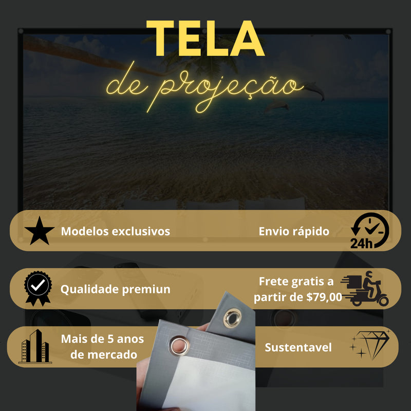 Telão De Projeção 120 Polegadas Tela Lona Retroprojetores