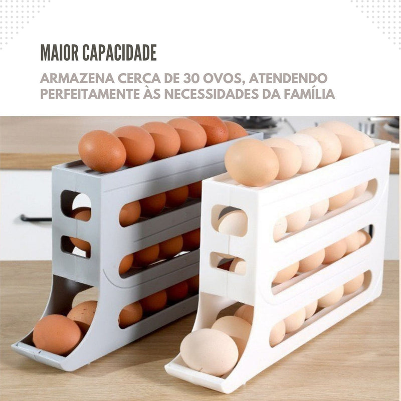 Porta Ovos Suporte Rolante Dispenser Rolante 4 Andares Cor Cinza