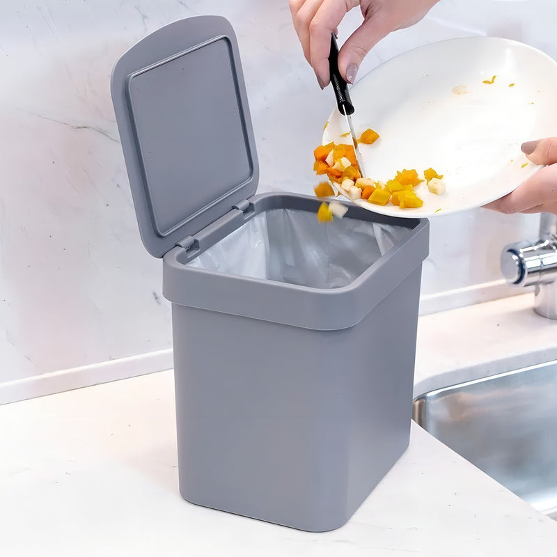 Lixeira Trium C/ Tampa 4,7 L Cozinha Ou Cesto De Lixo Cor Chumbo