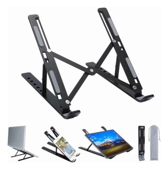 Suporte De Notebook Articulado Dobrável Ergonomico Em Aluminio Prateado Rishon