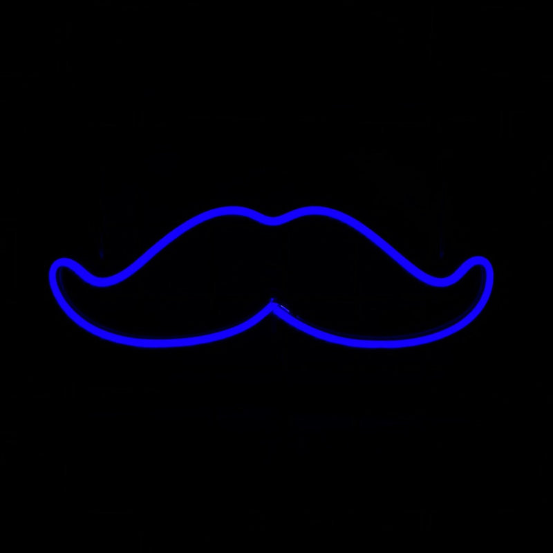 Painel Neon Bigode Moustache Barbearia Iluminação 32 Cm