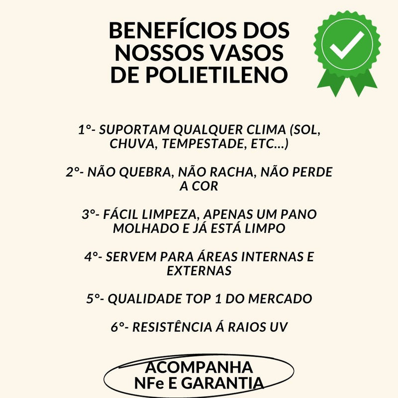 Vaso Planta Decorativo Polietileno Jardim Bojo Escovado N1