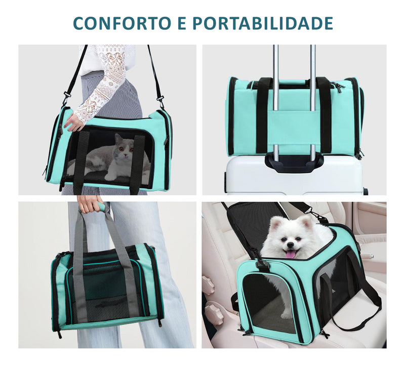 Bolsa Transporte Pet Caixa Transporte Médio Avião Paw Up Cor Verde