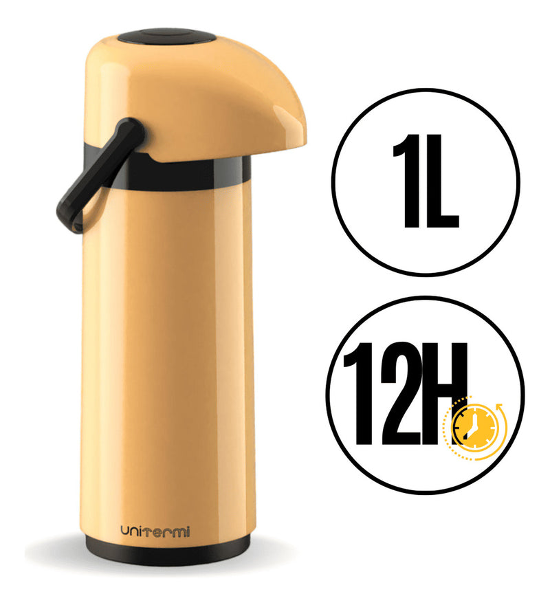 Garrafa térmica Unitermi de vidro 1L inoxidável