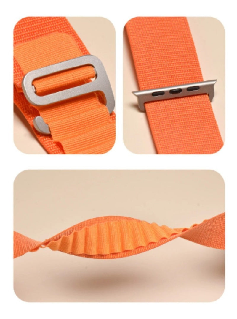 Pulseira Alpine para apple watch ultra 49mm/45mm/44mm/42mm de larguras feita em nylon/ elastano fivela (g-hook loop) cor preto comprimento total 21