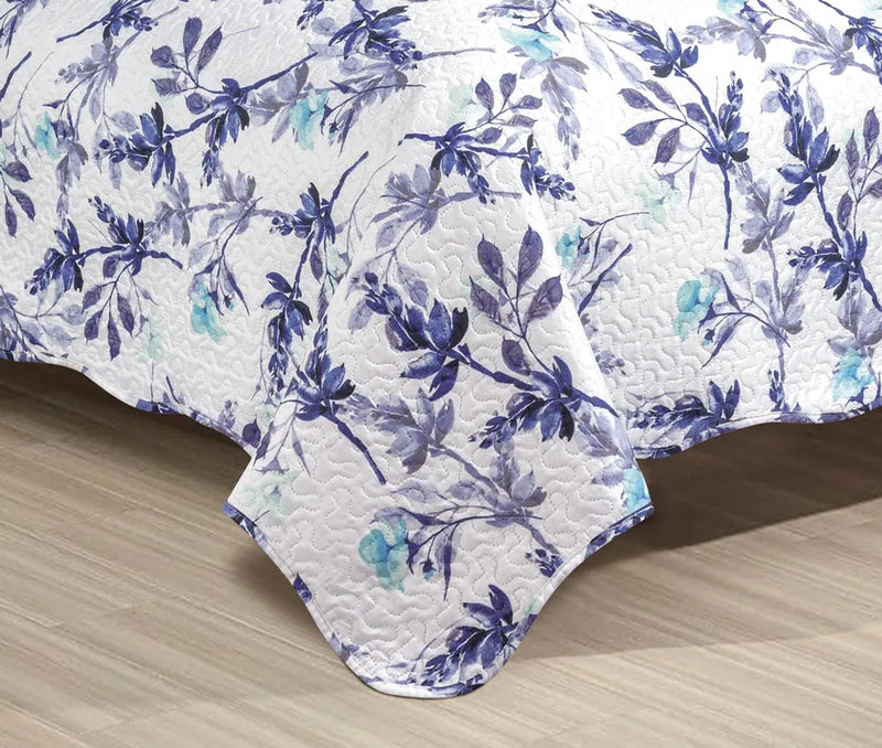Kit Colcha 2 Peças Microfibra 160cm X 230cm Galáxia Cor Azul