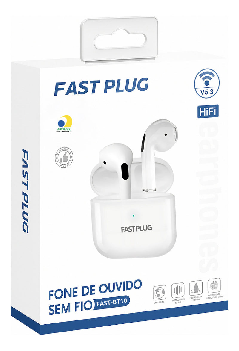 Fone De Ouvido Bluetooth Sem Fio Bateria De Longa Duração E Conexão Ultra Rápida Fast Plug