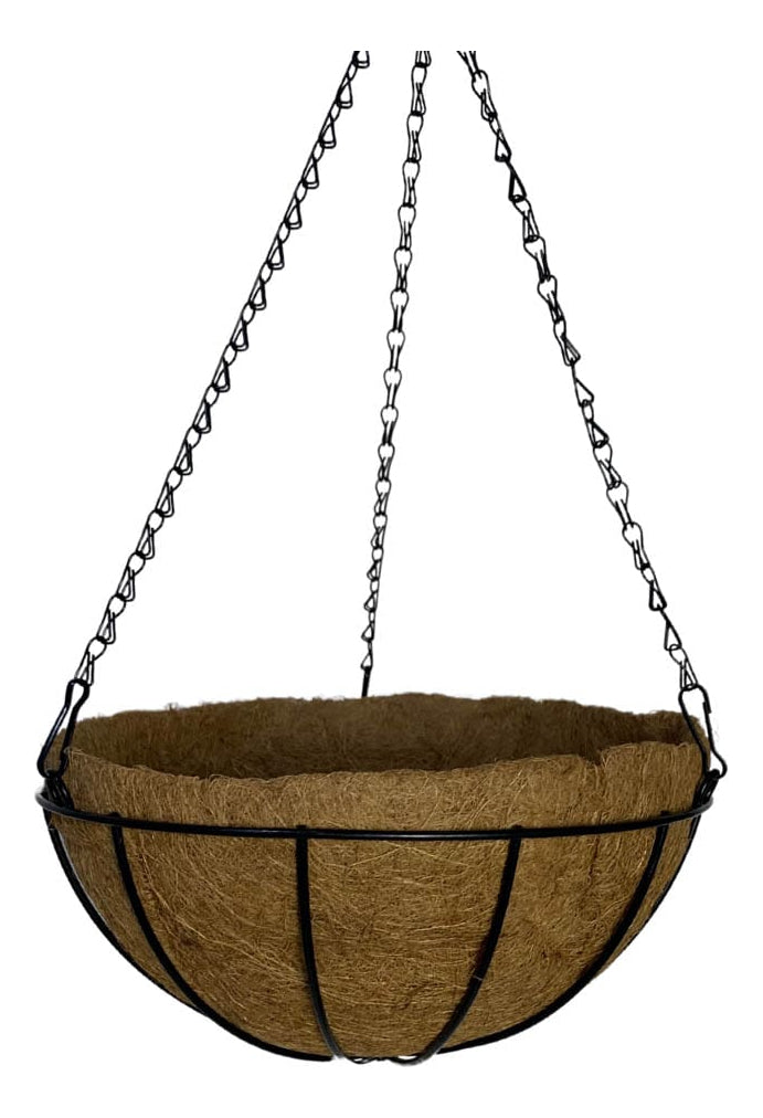 Vaso Fibra De Coco Suspenso 40cm Com Suporte Para Jardim
