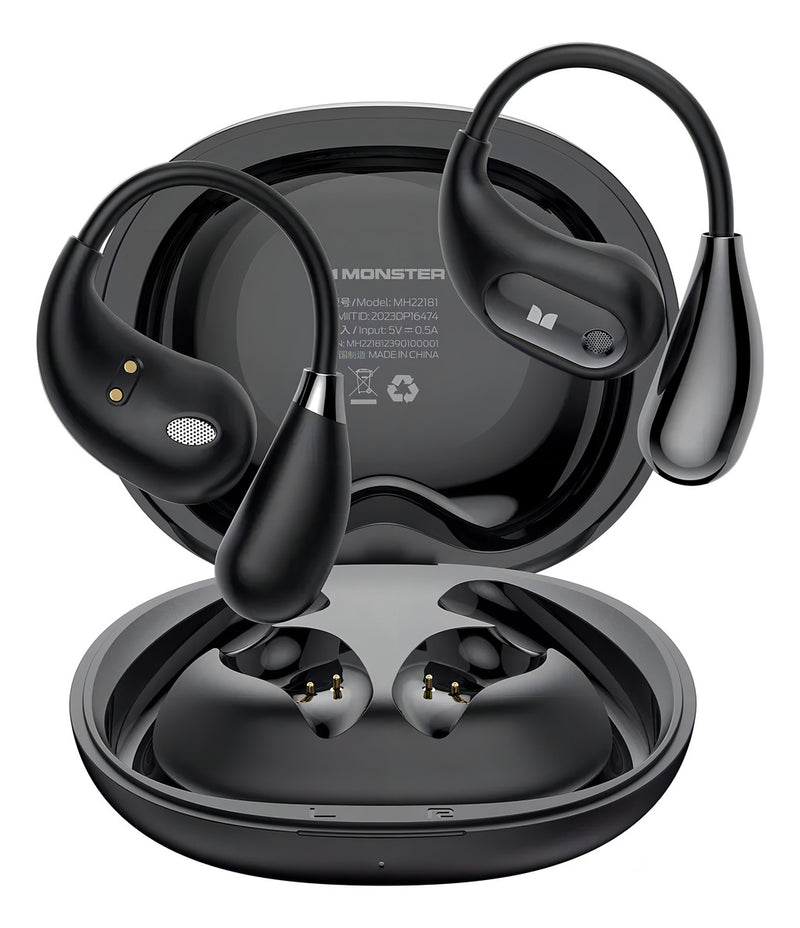 Fone de Ouvido Sem Fio Bluetooth para Jogos Monster a Prova D'água Ipx6 Microfone Hd Integrado Fones Intra Auriculares com Cancelamento de Ruído Fone de Ouvido Esportivo Bluetooth Preto