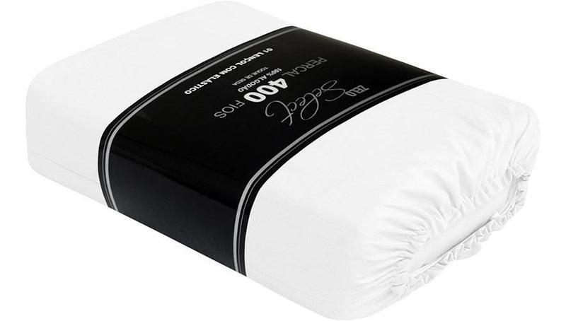 Lençol Zelo Select Com Elástico Queen Percal 400 Fios Branco Desenho do tecido Liso